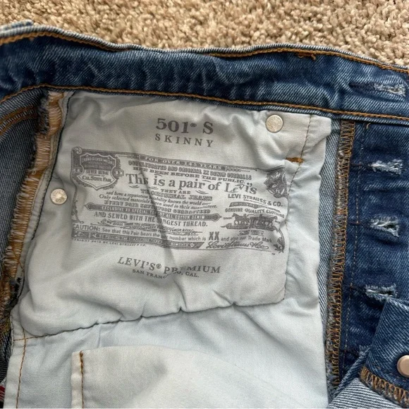 Levi's 501 Skinny High Rise Denim W28 L30 - Picture 6 of 6